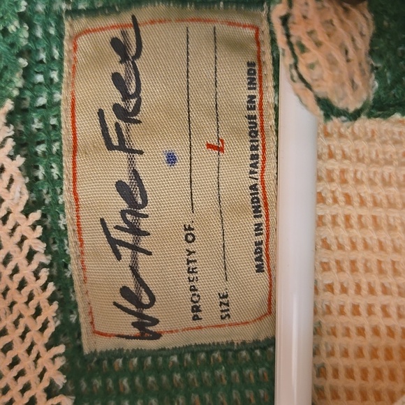 Free People We The Free Del Mar Cabana Shirt Green Sz L - Picture 2 of 6